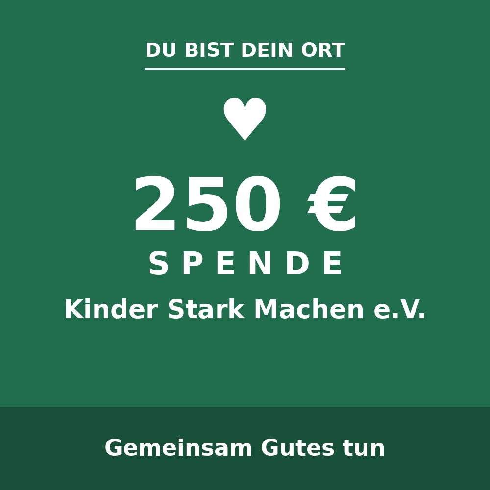 250 Euro Spende an Kinder Stark Machen e.V.